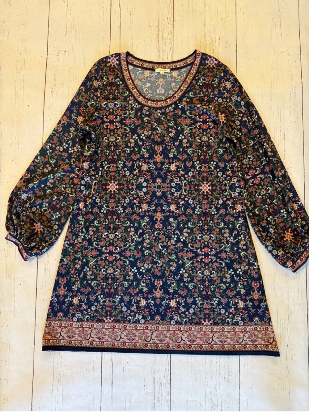 Max Studio Navy Floral Print Tunic Dress